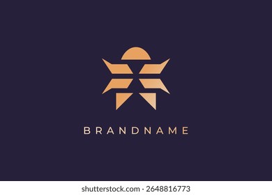 beetle logo design. gold vector illustration on black background.
