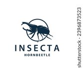 beetle logo design simple silhouette insect animal illustration template vector