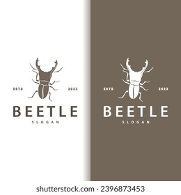 beetle logo design simple silhouette insect animal illustration template vector