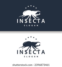 beetle logo design simple silhouette insect animal illustration template vector