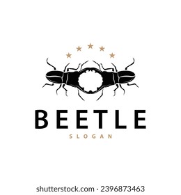 beetle logo design simple silhouette insect animal illustration template vector