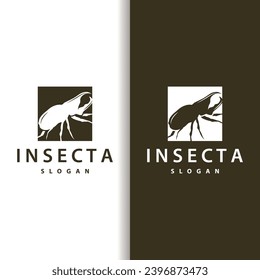 beetle logo design simple silhouette insect animal illustration template vector