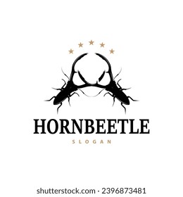 beetle logo design simple silhouette insect animal illustration template vector