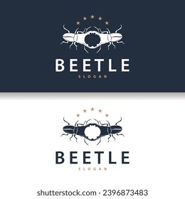 beetle logo design simple silhouette insect animal illustration template vector