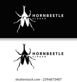 beetle logo design simple silhouette insect animal illustration template vector