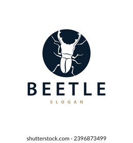 beetle logo design simple silhouette insect animal illustration template vector