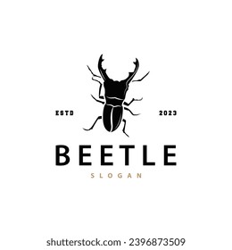 beetle logo design simple silhouette insect animal illustration template vector
