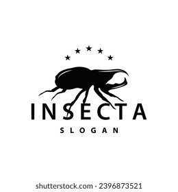 beetle logo design simple silhouette insect animal illustration template vector