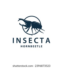 beetle logo design simple silhouette insect animal illustration template vector