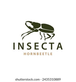 beetle logo design simple silhouette insect animal illustration template vector
