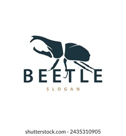 beetle logo design simple silhouette insect animal illustration template vector