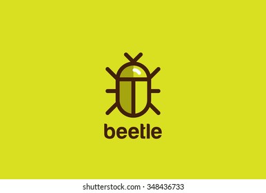 Beetle Logo design vector template linear geometric style.
Bug Logotype concept creative outline icon.