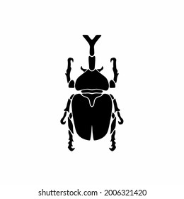 Beetle Logo Symbol. Stencil Design. Tattoo Vector Illustration.
