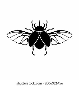 Símbolo del logotipo del escarabajo. Diseño de galería de símbolos. Ilustración del vector de tatuajes.