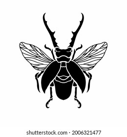 Beetle Logo Symbol. Stencil Design. Tattoo Vector Illustration.