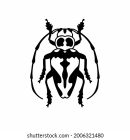 Beetle Logo Symbol. Stencil Design. Tattoo Vector Illustration.