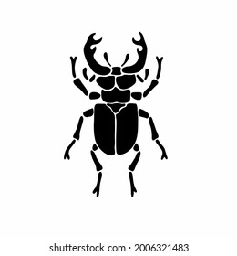 Beetle Logo Symbol. Stencil Design. Tattoo Vector Illustration.