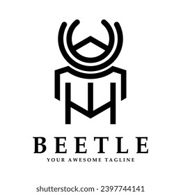 beetle logo vector icon illustration design. logo for emblem, badge, community and brand company