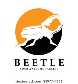 beetle logo vector icon illustration design. logo for emblem, badge, community and brand company