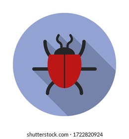 beetle long shadow icon. Simple color vector of virus and antivirus icons for ui and ux, website or mobile application