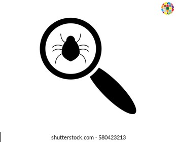 beetle, magnifier, icon, vector illustration eps10
