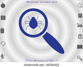 beetle, magnifier icon, vector illustration eps10