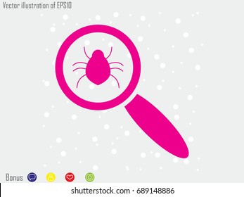 beetle, magnifier, icon, vector illustration eps10