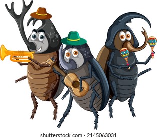 A beetle music band cartoon character illustration