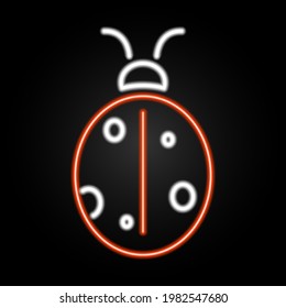 Beetle neon sign, modern glowing banner design, colorful modern design trend on black background. Vector illustration.