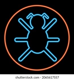 Beetle neon sign, modern glowing banner design, colorful modern design trend on black background. Vector illustration.