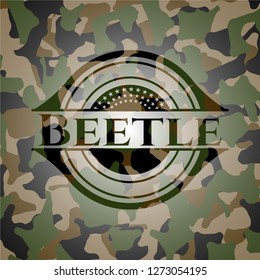 Beetle on camouflage pattern