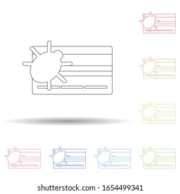 Beetle on credit card in multi color style icon. Simple thin line, outline vector of virus antivirus icons for ui and ux, website or mobile application