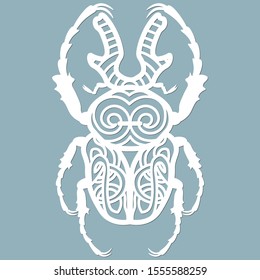 beetle paper. Laser cut. Set template for laser cutting and Plotter. Vector illustration. Pattern for the laser cut, plotter and screen printing.