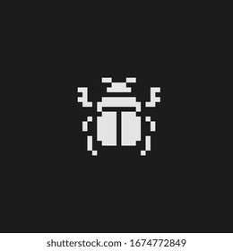 Beetle pixel art bug insect pest icon, isolated vector illustration. Element design for stickers, embroidery, mobile app. Video game sprite. Insect repellent logo.