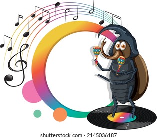 A beetle playing maracas cartoon character illustration