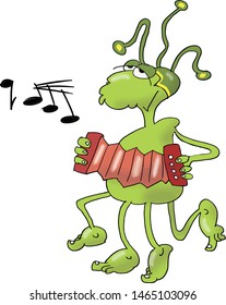 Beetle plays cheerfully on his instrument