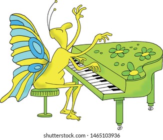 Beetle plays cheerfully on his instrument