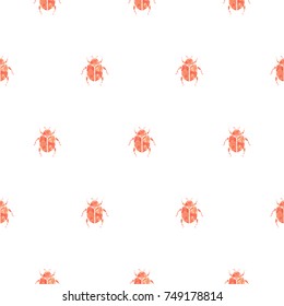 Beetle rose vector seamless pattern for print. Simple insect background.