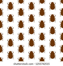 Beetle seamless pattern. Modern repeating texture, endless backdrop. Vector illustration