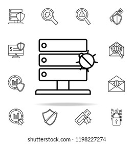 beetle in the server icon. Virus antivirus icons universal set for web and mobile