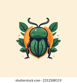 Beetle shape mascot logo for organic agricultural products company