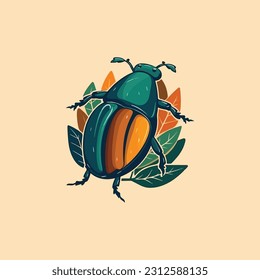 Beetle shape mascot logo for organic agricultural products company