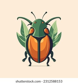 Beetle shape mascot logo for organic agricultural products company