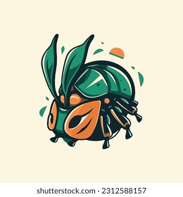 Beetle shape mascot logo for organic agricultural products company