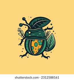 Beetle shape mascot logo for organic agricultural products company