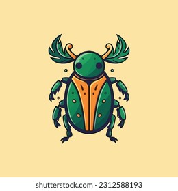 Logo de la mascota de la forma del escarabajo para la empresa de productos agrícolas ecológicos