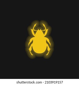 Beetle Shape yellow glowing neon icon