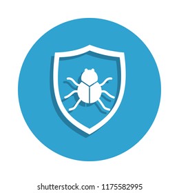 beetle in the shield icon in badge style. One of cyber security collection icon can be used for UI, UX