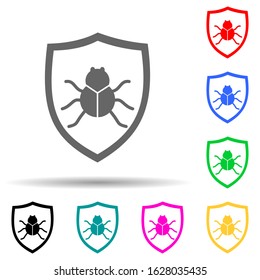 beetle in the shield multi color style icon. Simple glyph, flat vector of cyber security icons for ui and ux, website or mobile application