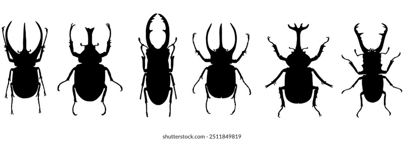 Conjunto de silueta de escarabajo diseño de Vector